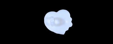 Kids buttons as hearts out plastic in white 15 mm 0,59 inch